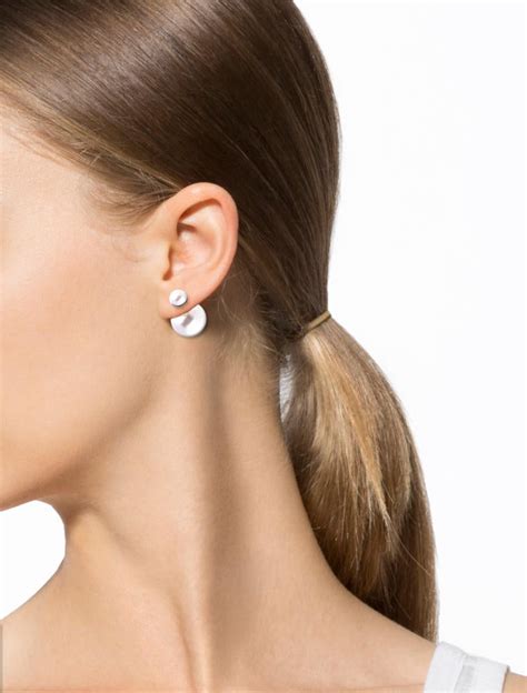 dior double pearl|Dior tribal double pearl earrings.